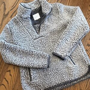 Thread & Supply Light Gray Sherpa Zip-Up Pullover